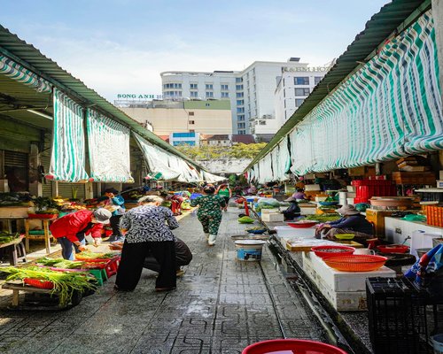 Walking through a local street market
