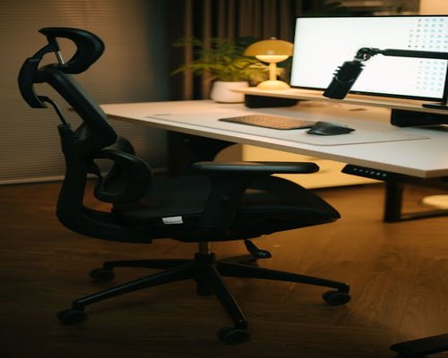 Detail of a comfortable office chair setup